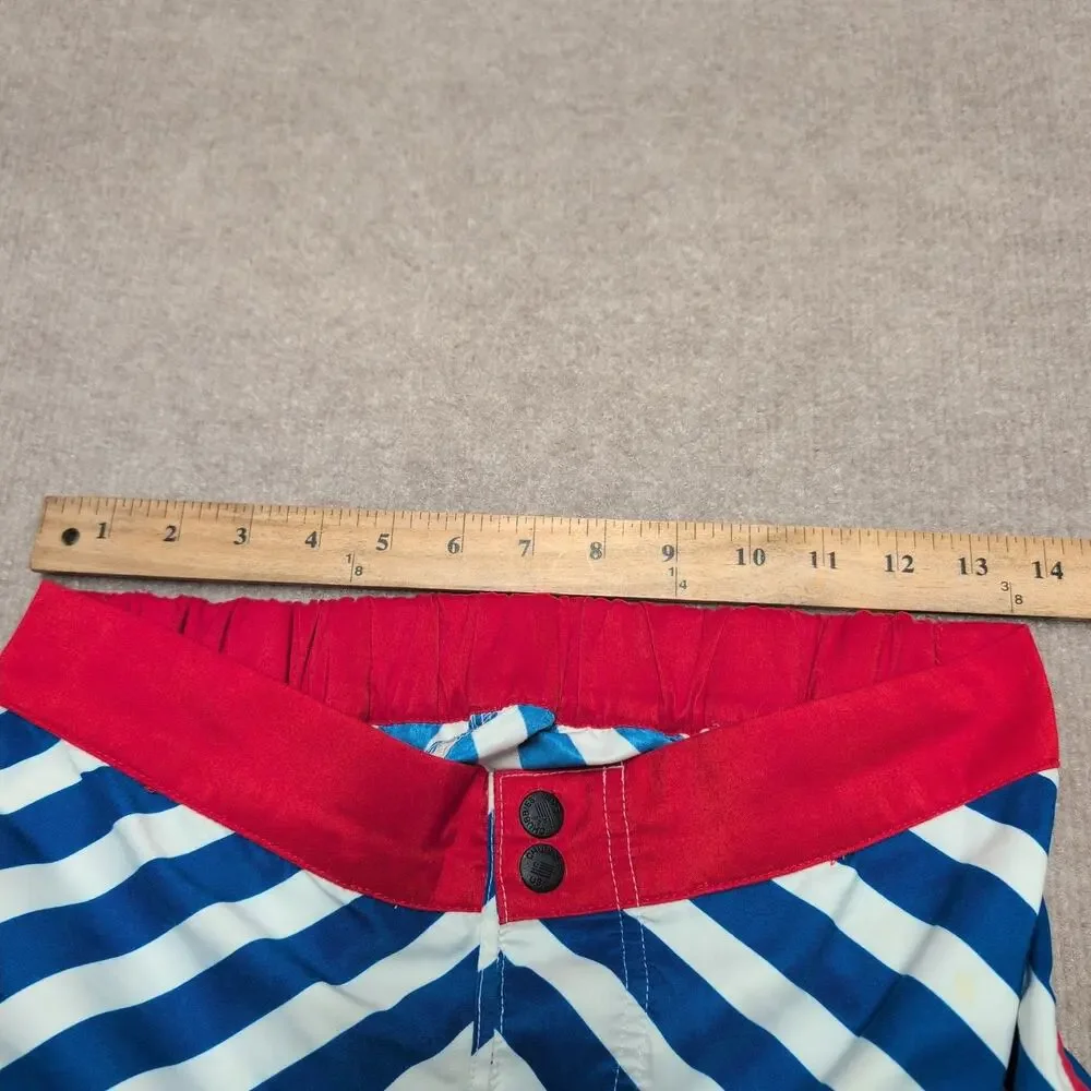 CHUBBIES USA Swim Trunks Board Shorts Unlined Red Blue Size M
